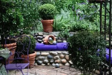 Patio Courtyard with Purple Accents