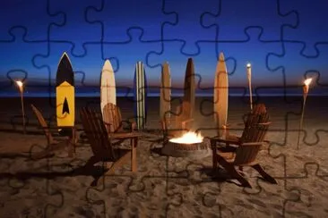 Surfboards by the Fire Pit-Huntington Beach jigsaw puzzle