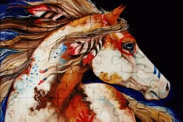 פאזל של Native American Indian war Pony painting