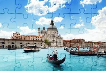 BLUE GRAND CANAL AND BASILICA, VENICE