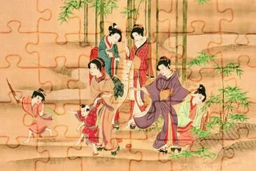 פאזל של Japanese Lady 's with Children