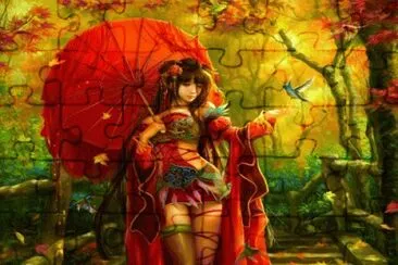 Fantasy Girl in Japanese Garden