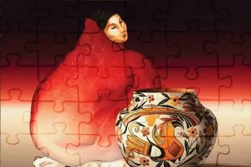 Woman with Pot by R.C.Gorman  Navajo artist