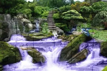 Zen Garden with Purple Rushing Water