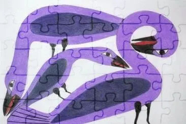 Artic Inuit art Purple Birds by Kenojuak Ashevak jigsaw puzzle