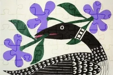 Loon with Purple Flowers by Kenojuak Ashevak