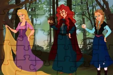 פאזל של Rapunzel Merida Anna