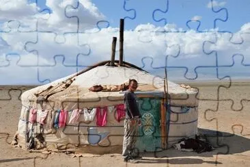 Nomad Family living in the Gobi desert