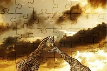 Girafas ao por do sÃ³l jigsaw puzzle