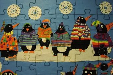 Inuit Kids painting jigsaw puzzle