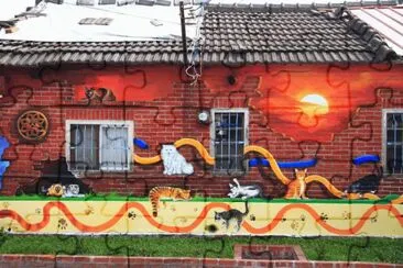Cats on the wall jigsaw puzzle