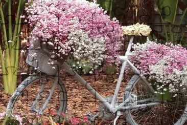 Pink and White Garden Bicycle jigsaw puzzle