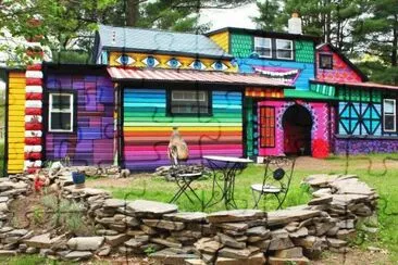 Rainbow colored happy House