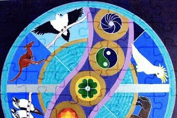 Wheel of seasons and animal Totem power jigsaw puzzle