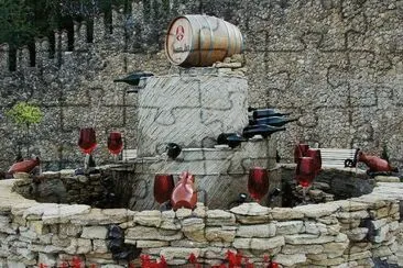 Red Wine fountain at Milestii Mici  Moldavia