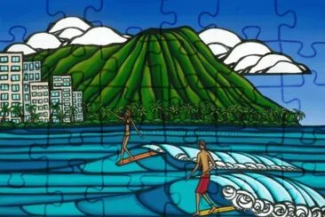 פאזל של Waikiki surfing Oahu Island