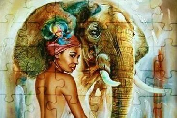 Woman with Elephant