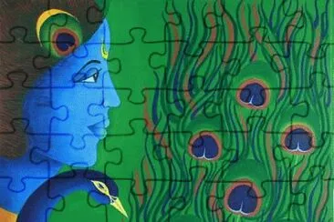 Lady with Peacock jigsaw puzzle