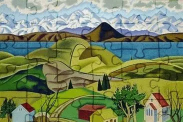 New Zealand landscape by Rita Angus