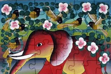 פאזל של Elephants Tinga painting by Abdallah