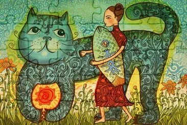 Lady and Cat by Jane Lebedeva