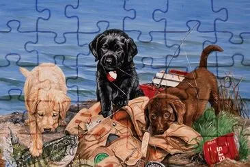 פאזל של Labs at Fishing
