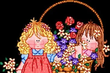 niÃ±as en una cesta de flores jigsaw puzzle
