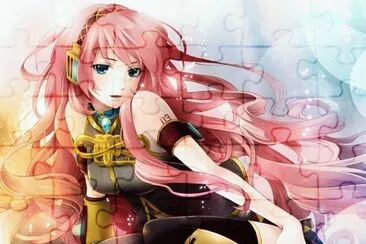 Mujer animÃ© de pelo rosa jigsaw puzzle