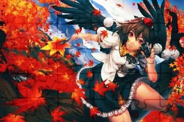 פאזל של Mujer animÃ© con alas en Ã¡rbol de otoÃ±o