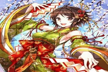 Mujer animÃ© bailando con kimono