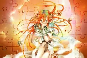 Chica animÃ© en cielo naranja