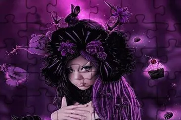 Chica bruja en tonos violetas
