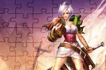 Mujer guerrera con cuchillo gigante jigsaw puzzle