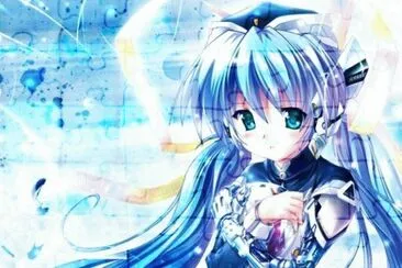 NiÃ±a animÃ© en tonos azules con foquito