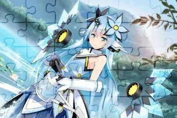 Chica animÃ© de celeste con vestido tecnolÃ³gico
