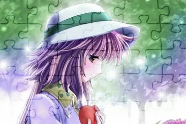 פאזל של Chica animÃ© con sombrero y corazÃ³n en la mano