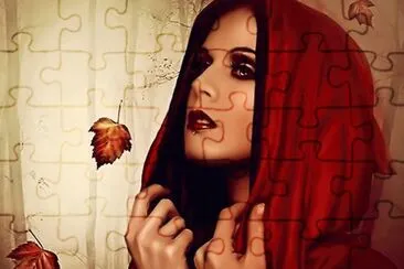 Mujer estilo Caperucita roja en otoÃ±o