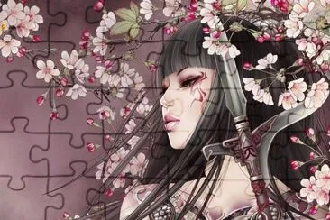 Mujer con  espada y flores jigsaw puzzle