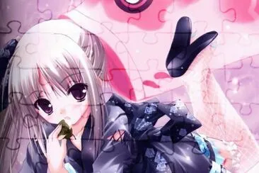NiÃ±a animÃ© recostada con kimono jigsaw puzzle