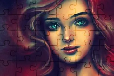 Rostro de mujer pelirroja y de ojos celestes