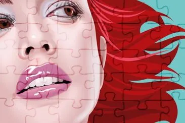 Rostro de mujer pelirroja con los pelos al viento