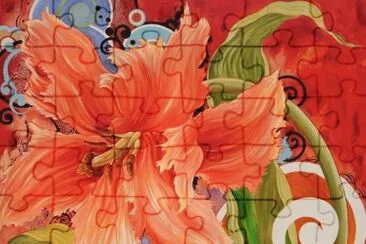 Red Parrot Tulip Painting