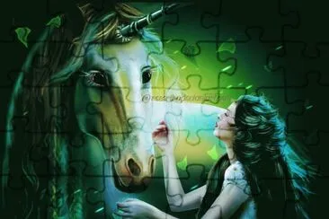 Mujer con unicornio