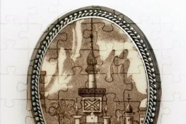 פאזל של Palestine Brown Transferware Sterling Pin