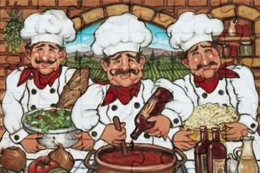 3 Happy Chefs by Janet Kruskamp jigsaw puzzle