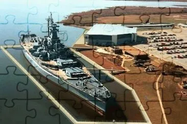 Battleship North Carolina in cofferdam