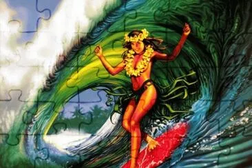 Hawaiian surfing by Rick Reitveld