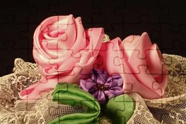 Pink Roses and Violets jigsaw puzzle