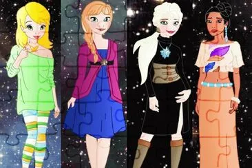 פאזל של TinkerBell Anna Elsa Pocahontas