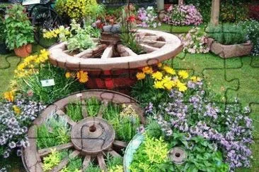 fuente con flores jigsaw puzzle
